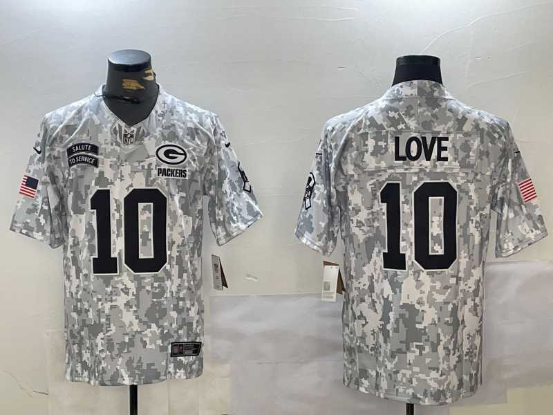 Men%27s Green Bay Packers #10 Jordan Love Arctic Camo 2024 FUSE Salute to Service Limited Stitched Jersey Dzhi
